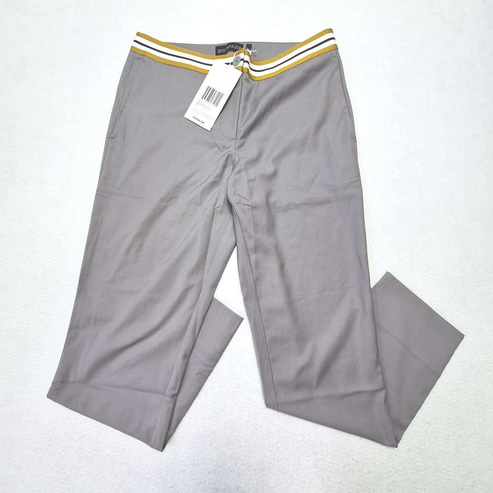 Wildfang Empower Taped Trouser Womens 10 Grey Striped Straight Leg NWT